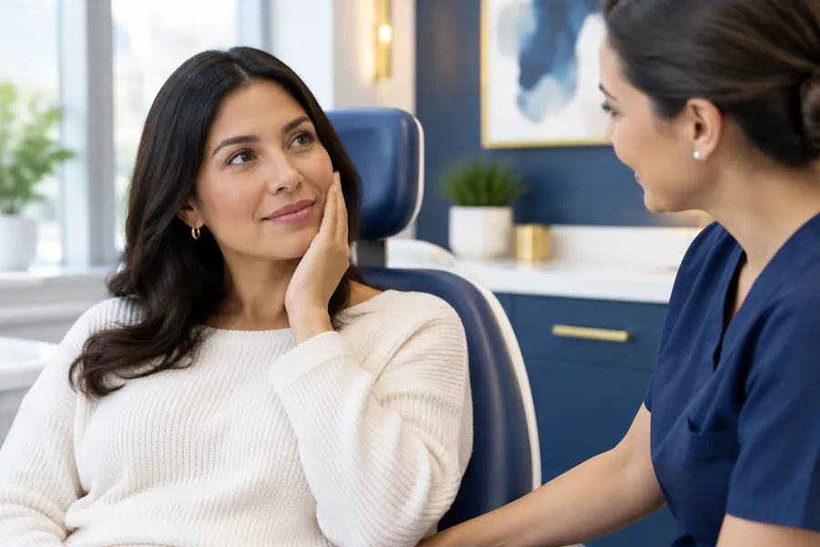 Calm patient talking with the specialist during an emergency visit